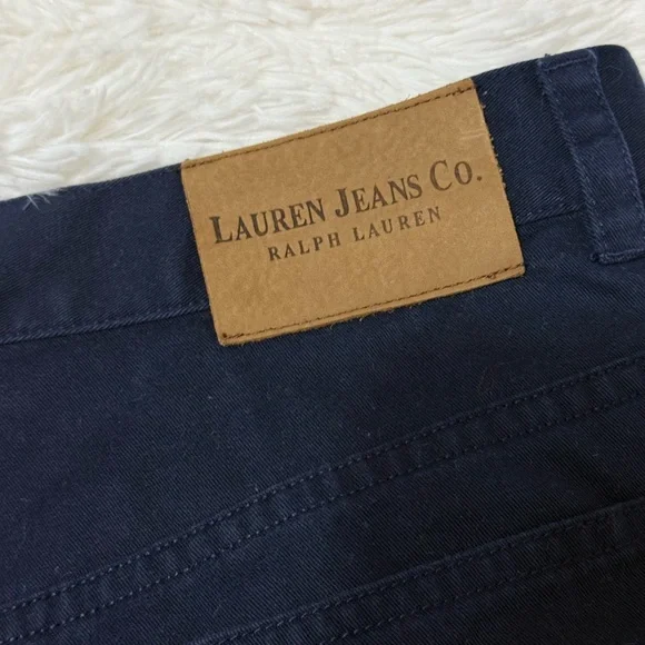 Lauren Ralph Lauren Pant Chino Navy Capri high Rise Cropped Classic Size 16 W - Picture 10 of 15